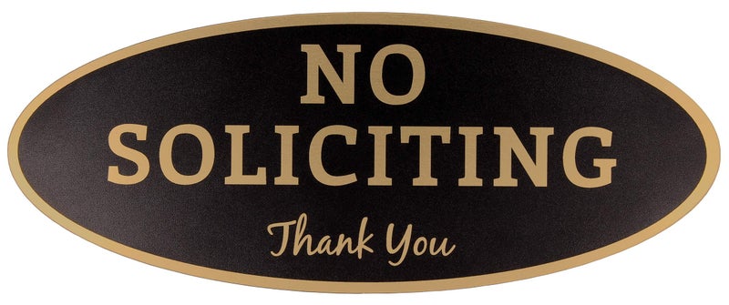 ExcelMark No Soliciting Sign for House or Business – Durable Indoor/Outdoor Sign – Easily Attach to Front Door - UV and Weather Resistant (Extra Large - 4.5"x 11", Black with Gold Letters) - Image 1