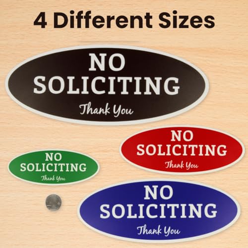 ExcelMark No Soliciting Sign for House or Business – Durable Indoor/Outdoor Sign – Easily Attach to Front Door - UV and Weather Resistant (Extra Large - 4.5"x 11", Black with Gold Letters) - Image 2