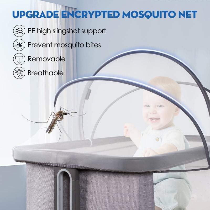 Beberoad Love Bassinet Cover Mosquito Net Cover with 2-Way Zipper Mosquito Net for Bassinet/Bedside Sleeper/Travel Crib (White) - Image 3