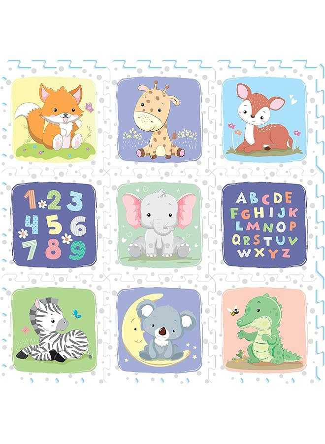 سونتا سجادة ألغاز تعليمية للأطفال من سفاري، بلاط متشابك من إسفنج إيفا ناعم وغير سام مصنوع في ماليزيا، مقاس 32 × 32 سم للقطعة الواحدة، مجموعة مكونة من 9 قطع - Image 1