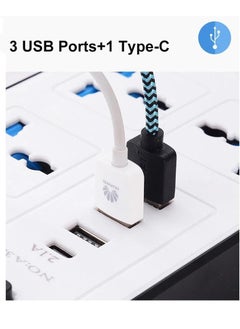 Next Life 3 Meter Power Extension Cord 6-Power Socket with 3 USB+ 1 type C Charger Station,Office Supplies Protected Extension Cable, Fire Retardant Multi-Plug, Switched Power Strip  - Image 4