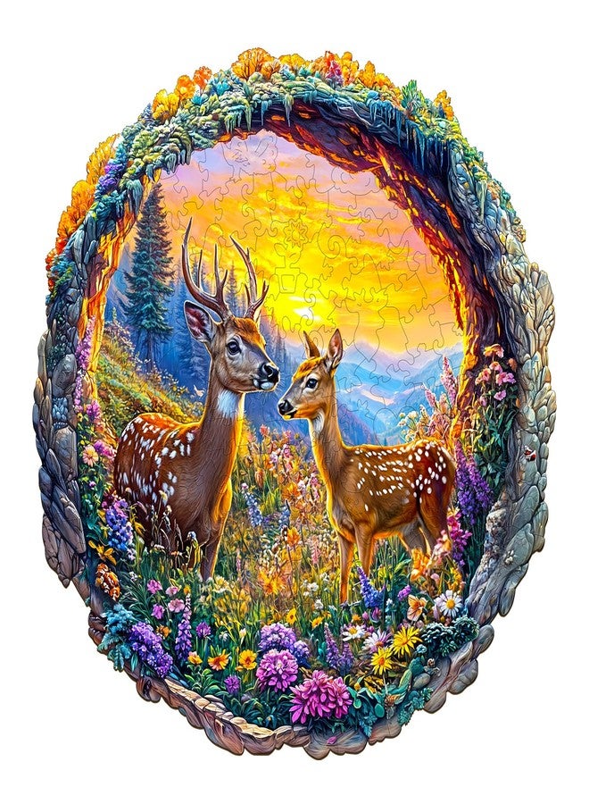 DOCRAGI Wooden Puzzles for Adults - Unique Shape 3D Vision Wooden Puzzle - Deer Wooden Puzzles - Challenging Adult Animal Puzzles Creative Gifts - Birthday Gifts for Adults - Puzzle Toys - (100pcs) - Image 1