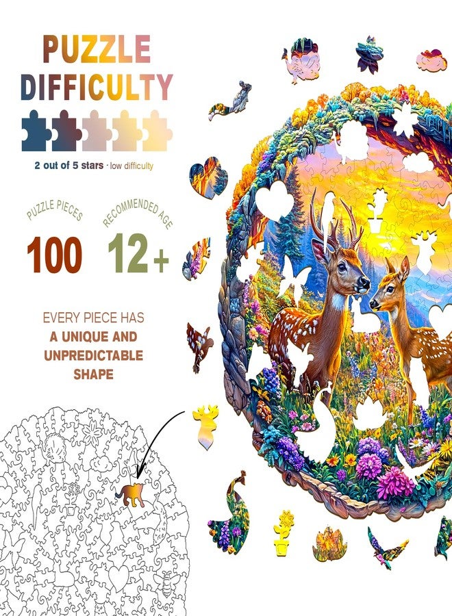 DOCRAGI Wooden Puzzles for Adults - Unique Shape 3D Vision Wooden Puzzle - Deer Wooden Puzzles - Challenging Adult Animal Puzzles Creative Gifts - Birthday Gifts for Adults - Puzzle Toys - (100pcs) - Image 2