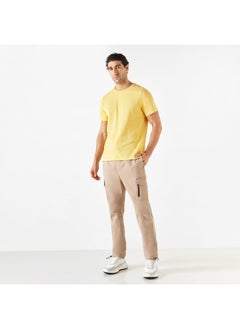 Iconic Iconic Textured T-shirt with Crew Neck and Short Sleeves  - Image 1