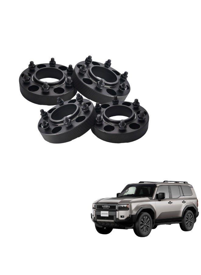 موتور فيت فواصل العجلات بقياس 25 مم لمحرك FIT لتويوتا برادو LC250 2024-2025 (مجموعة من 4) | 6x139.7 مجموعة فاصل ألمنيوم معدلة بنظام Hubcentric 6061-T6 | أعمدة M14x1.5 | الأسود المؤكد الصلب - Image 1