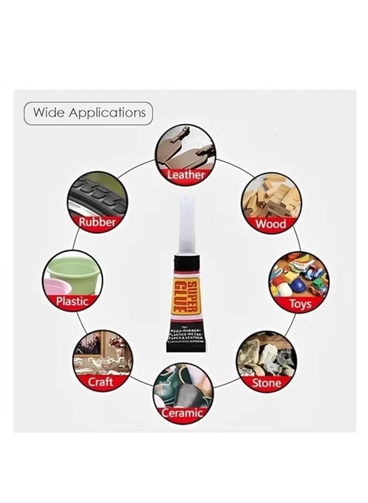 Super Glue غراء فائق الجل شفاف غير متدفق | لاصق سريع الجفاف فوري مع موزع دقيق | رابطة قوية للبلاستيك، المعدن، الخشب، الجلد، السيراميك، المطاط وإصلاحات الأعمال اليدوية | 3 جرام لكل أنبوب، عبوة من 3 - Image 4