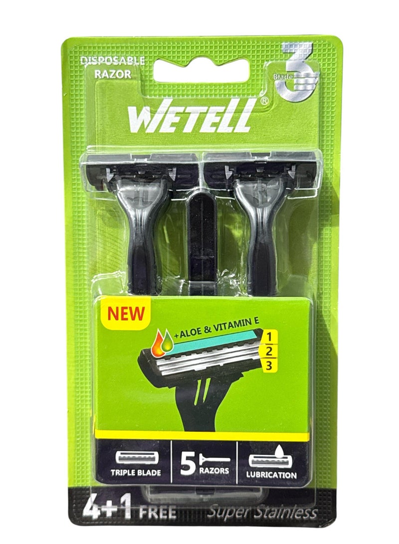 WETELL Men's 3-blade razor with a back edge for definition, a pivoting head for easier shaving and fewer cuts on the curves of the face, a soothing lubricating strip and a comfortable, non-slip handle for a smooth, close shave that lasts. 