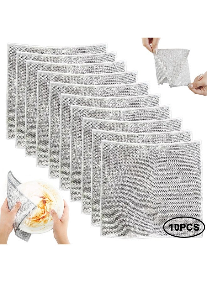 10 Piece Wire Dishwashing Rag, Non-Scratch Wire Dishcloth, Multipurpose Wire Dishcloth, Steel Wire Dish Towel, Double Layer Multifunctional Wire Dishcloth - Image 1