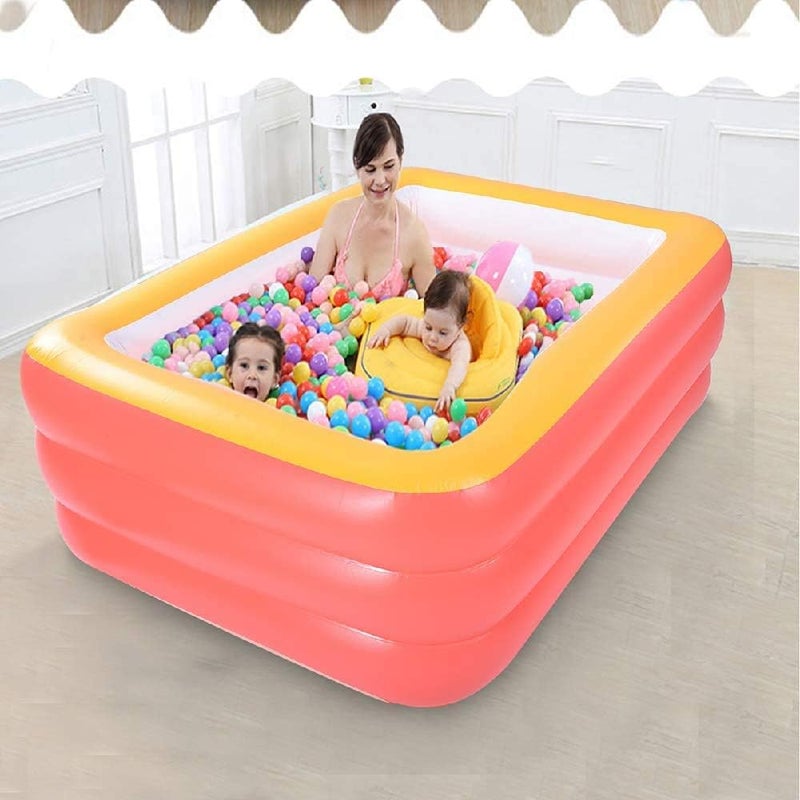 XFlated Inflatable Pools for Kids and Adults, 82" X 57" X 25" Kiddie Pools with Inflatable Soft Floor, Durable Family Swimming Pool for Backyard, Garden or Indoor (Orange) - Image 3