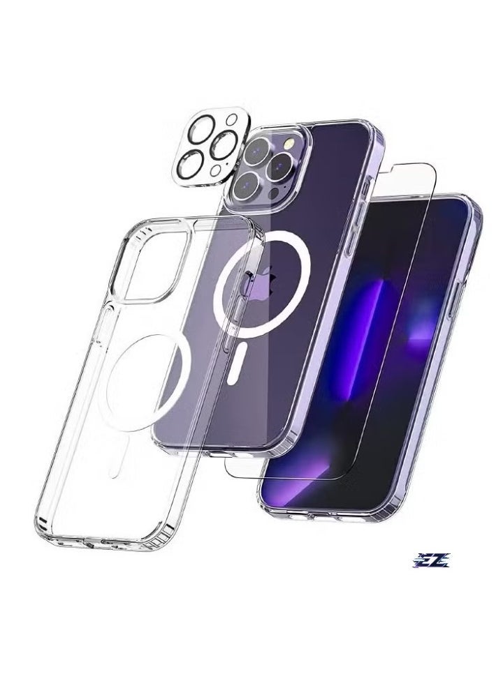 ELTRAZONE iPhone 15 Pro Max Magsafe Case Cover with 9H Tempered Glass + Camera Lens Protector – Ultra Thin Scratch Resistant Drop Anti-Yellowing Magnetic Back Cover for iPhone 15 Pro Max 2023 - Image 1