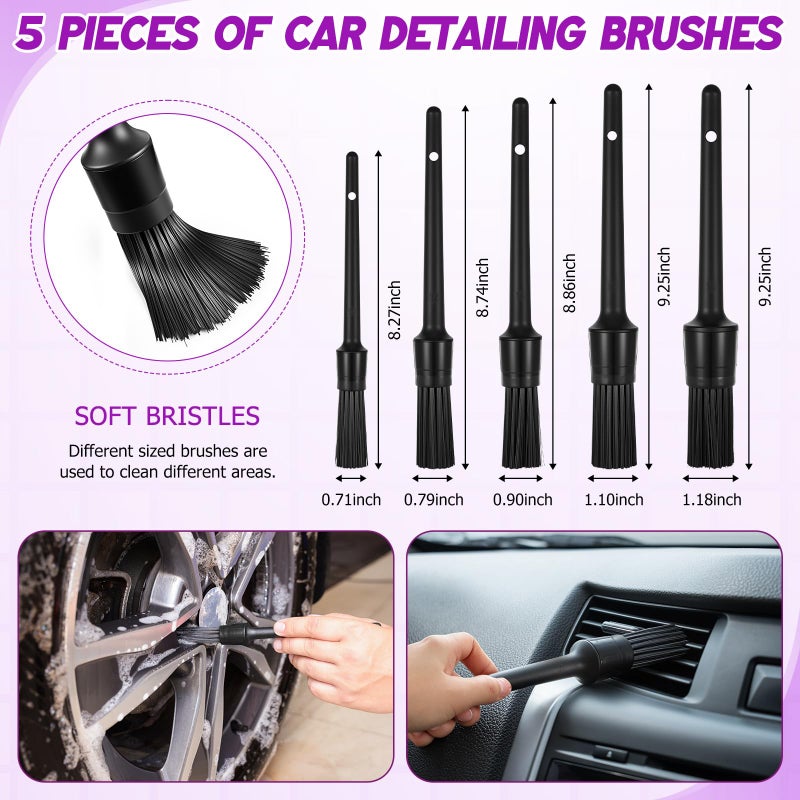 Wovnet 16 Pcs Windshield Cleaner Tool, Car Cleaning Kit with Various Detailing Brushes Set Spray Bottle Cleaner Towel Cleaning Gel Accessories Car Interior Detailing Kit for Windows Vents(Purple) - Image 5