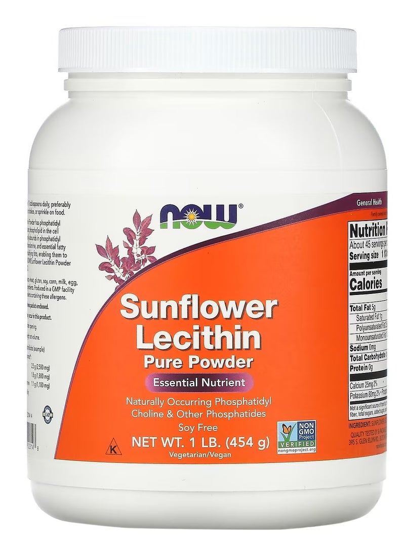 now Sunflower Lecithin, Pure Powder, 1 lb (454 g) - Image 1