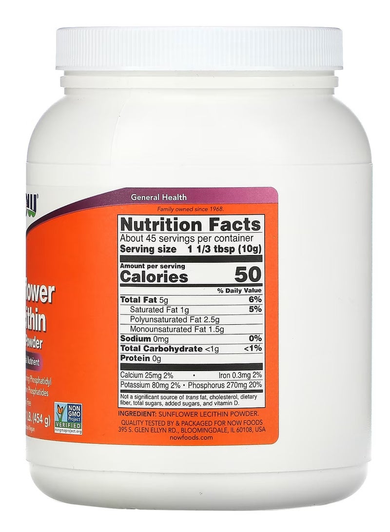 now Sunflower Lecithin, Pure Powder, 1 lb (454 g) - Image 2