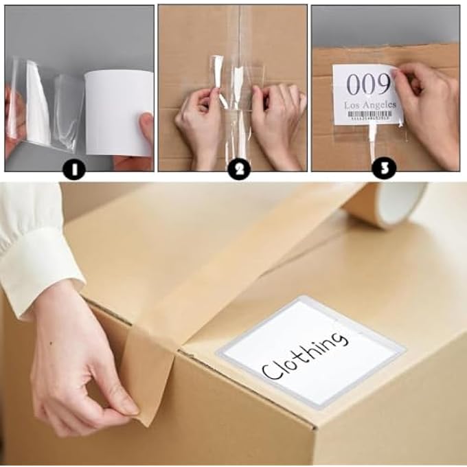 rayihni 12 Pack Parking Permit Holder for Car Windscreen - 12 | Clear Self-Adhesive Card Pockets for ID Badges, Tickets & Labels - Image 3