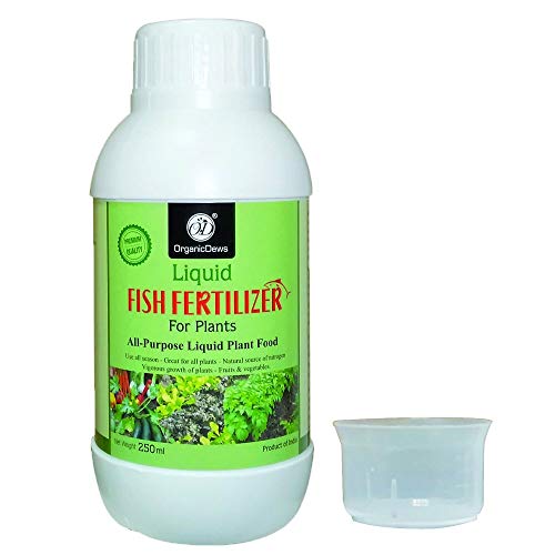 OrganicDews سماد سائل عضوي من ديوز لأسماك النباتات 250 مل مع كوب قياس 25 مل - سماد سائل لجميع الأغراض لنمو قوي ومُحفز للكمبوست 250 مل - Image 1