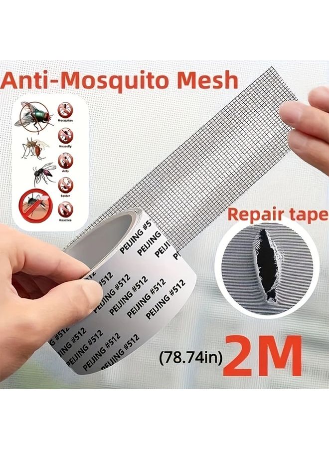 White Self Adhesive Window Screen Repair Tape 2m Strong Bond Insect Net Mesh Patching - Image 3