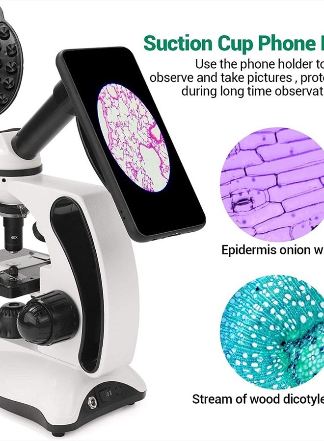 BNISE Microscope kit for Kids and Students, 40X-2000X Magnification, Prepared Slides Kit, Dual LED Illumination, All Glass Optics, and Cordless Capability for Children Beginner  - Image 3