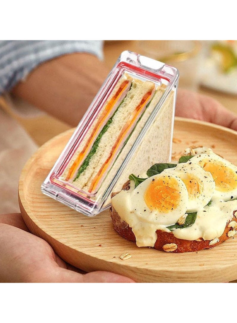 SYOSI Sandwich Container Triangle, Triangle Sandwich Container Reusable, Portable and Acrylic Clear Sandwich Boxes, Washable Sandwich Box, Lunch Wedge Boxes with Lids, Sandwich Bento Box ( 2pcs )  - Image 2