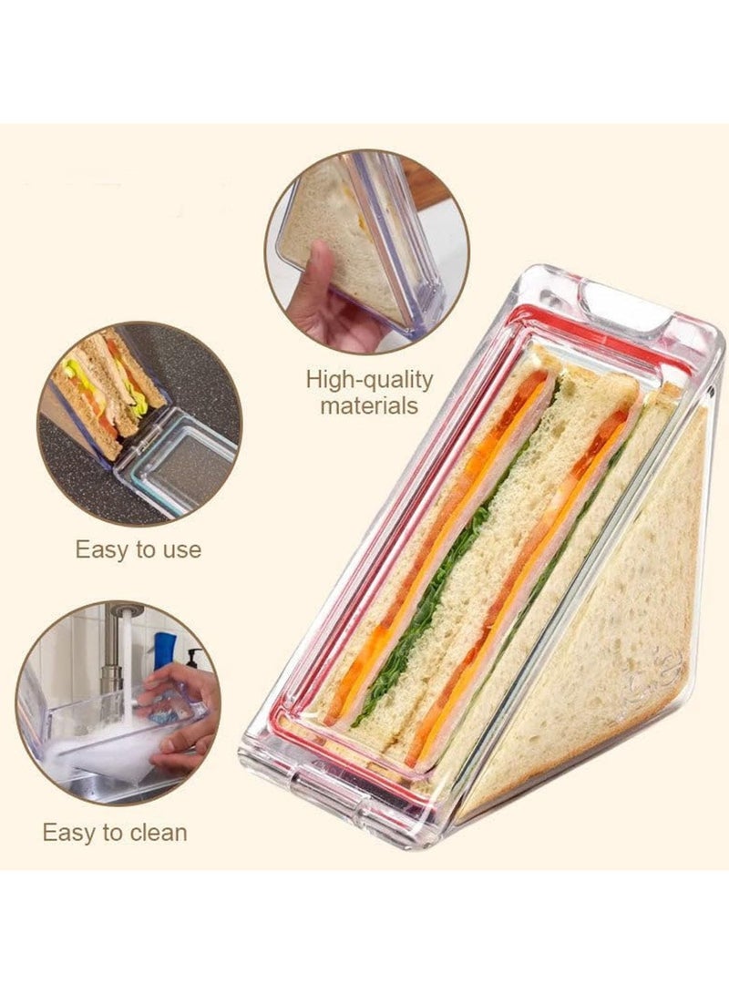SYOSI Sandwich Container Triangle, Triangle Sandwich Container Reusable, Portable and Acrylic Clear Sandwich Boxes, Washable Sandwich Box, Lunch Wedge Boxes with Lids, Sandwich Bento Box ( 2pcs )  - Image 3