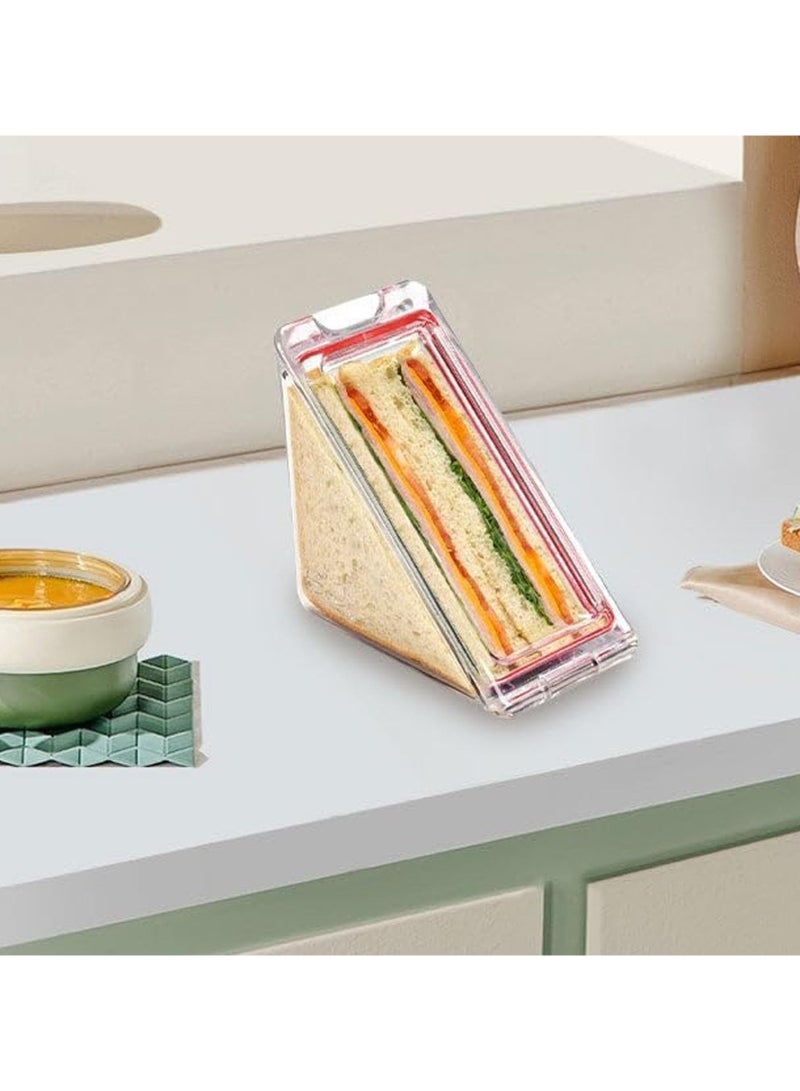 SYOSI Sandwich Container Triangle, Triangle Sandwich Container Reusable, Portable and Acrylic Clear Sandwich Boxes, Washable Sandwich Box, Lunch Wedge Boxes with Lids, Sandwich Bento Box ( 2pcs )  - Image 4