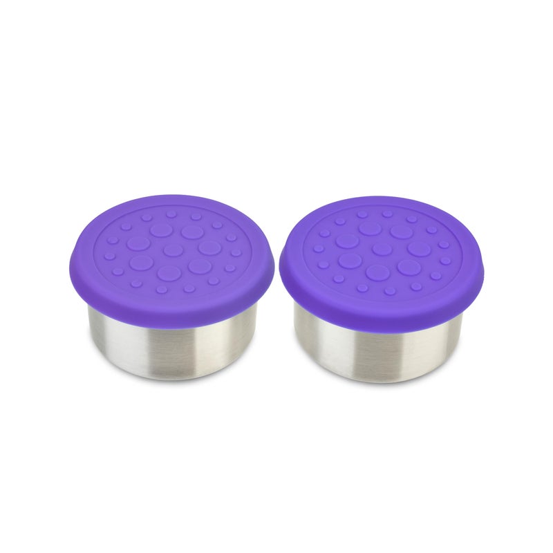 LunchBots LunchBots 45 oz Stainless Steel Dressing Container for Condiments Dips Snacks Dipping Sauce Cups with Silicone Lid Fits in Lunch Bags and Bento Boxes  Set of 2 Purple 