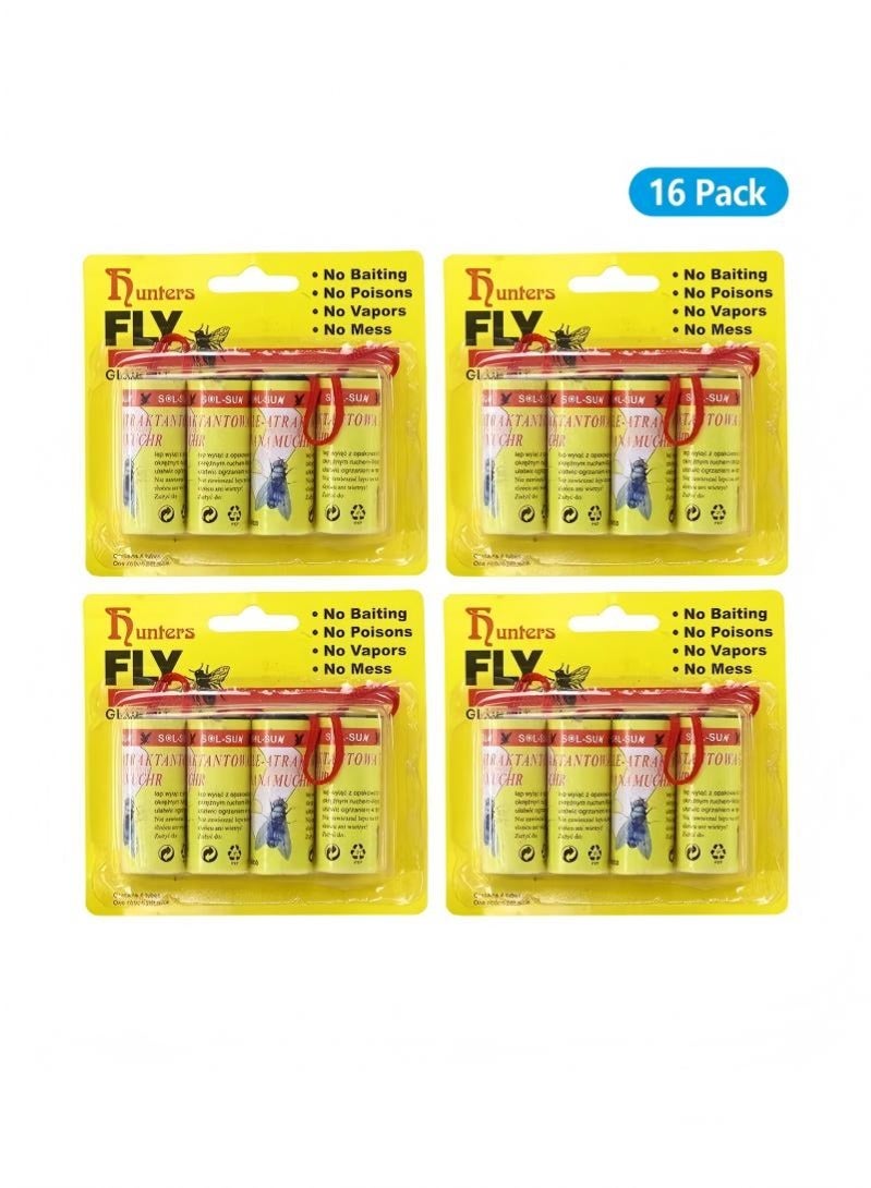 FUNTERS 16 Pack Pesticide Free Fly Paper, Sticky Fly Catchers Set for Outdoors and Indoors or Greenhouse Use, Sticky Traps Plant Trap for Fruit Fly Traps for Mosquito and Bug Pest Insect Catcher Killer - Image 1
