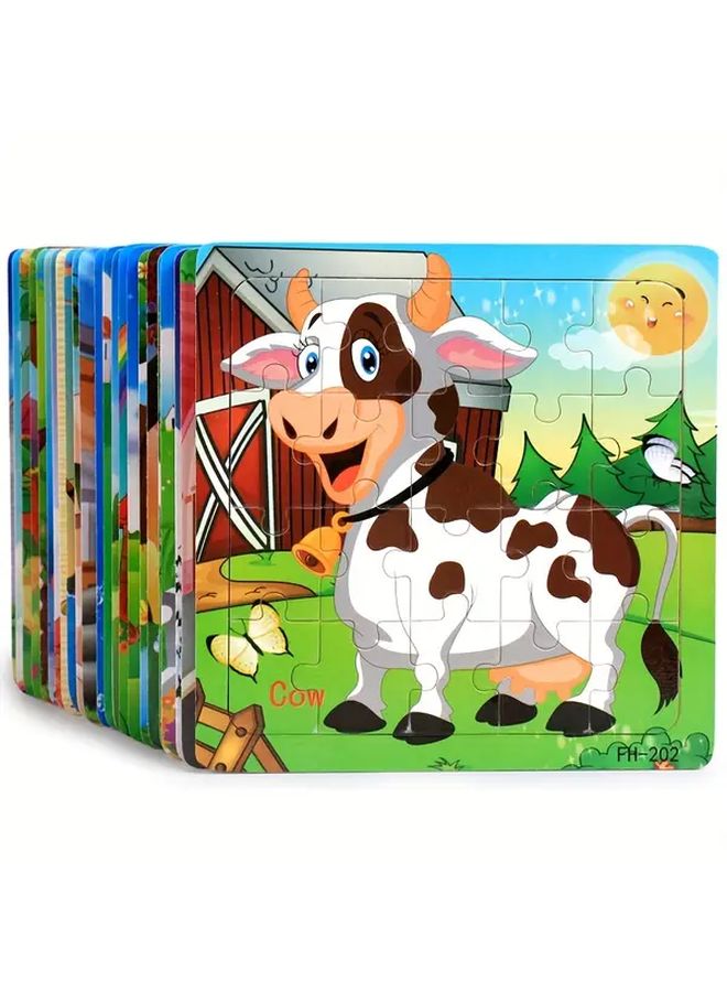 Squirrel Wooden Jigsaw Puzzles 20pcs For Kids Enhance Attention Develop Patience Toy Gift - Image 3