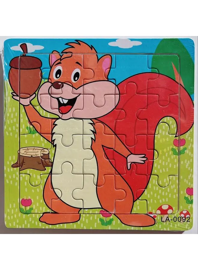 Squirrel Wooden Jigsaw Puzzles 20pcs For Kids Enhance Attention Develop Patience Toy Gift - Image 1