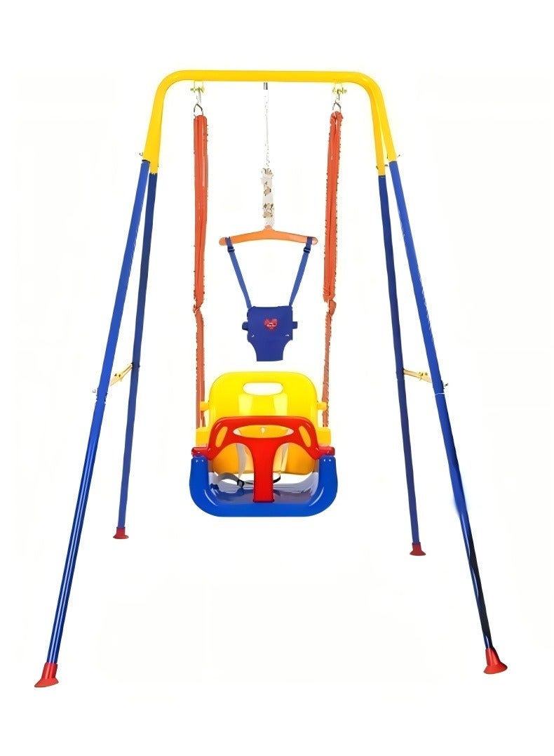 جونيوك 4-إن-1 طفل صغير سوينغ مجموعة مع الإطار داخلي وخارجي الطفل سوينغ مع حامل معدني قابل للطي الاطفال سوينغ مجموعة للفناء الخلفي، وسهلة لتجميع وتخزين - Image 1