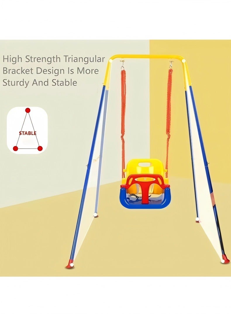 جونيوك 4-إن-1 طفل صغير سوينغ مجموعة مع الإطار داخلي وخارجي الطفل سوينغ مع حامل معدني قابل للطي الاطفال سوينغ مجموعة للفناء الخلفي، وسهلة لتجميع وتخزين - Image 3