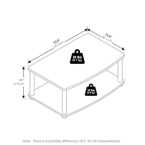 Furinno TURN-N-TUBE TV Riser Stand, 2-Tier Small Elevated No Tools TV Stand, TV Console for TV up to 32 inch, 15.8 x 23.8 x 11, for Living Room, Bedroom, Dark Brown - Image 4