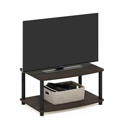 Furinno TURN-N-TUBE TV Riser Stand, 2-Tier Small Elevated No Tools TV Stand, TV Console for TV up to 32 inch, 15.8 x 23.8 x 11, for Living Room, Bedroom, Dark Brown - Image 1
