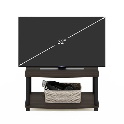 Furinno TURN-N-TUBE TV Riser Stand, 2-Tier Small Elevated No Tools TV Stand, TV Console for TV up to 32 inch, 15.8 x 23.8 x 11, for Living Room, Bedroom, Dark Brown - Image 5