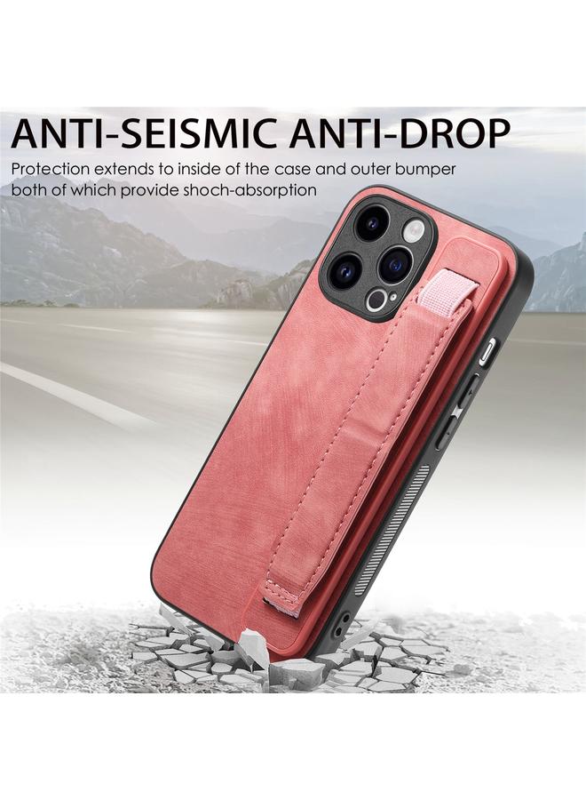 اس-توب جراب خلفي من الجلد لهاتف iPhone 15 مع حامل معصم ريترو - Image 2