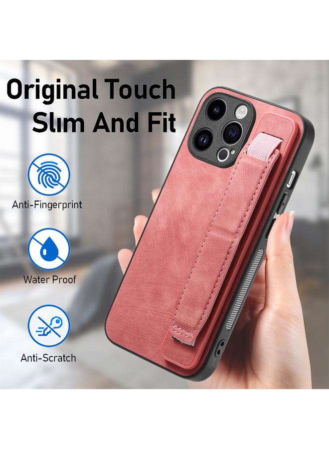 اس-توب جراب خلفي من الجلد لهاتف iPhone 15 مع حامل معصم ريترو - Image 5