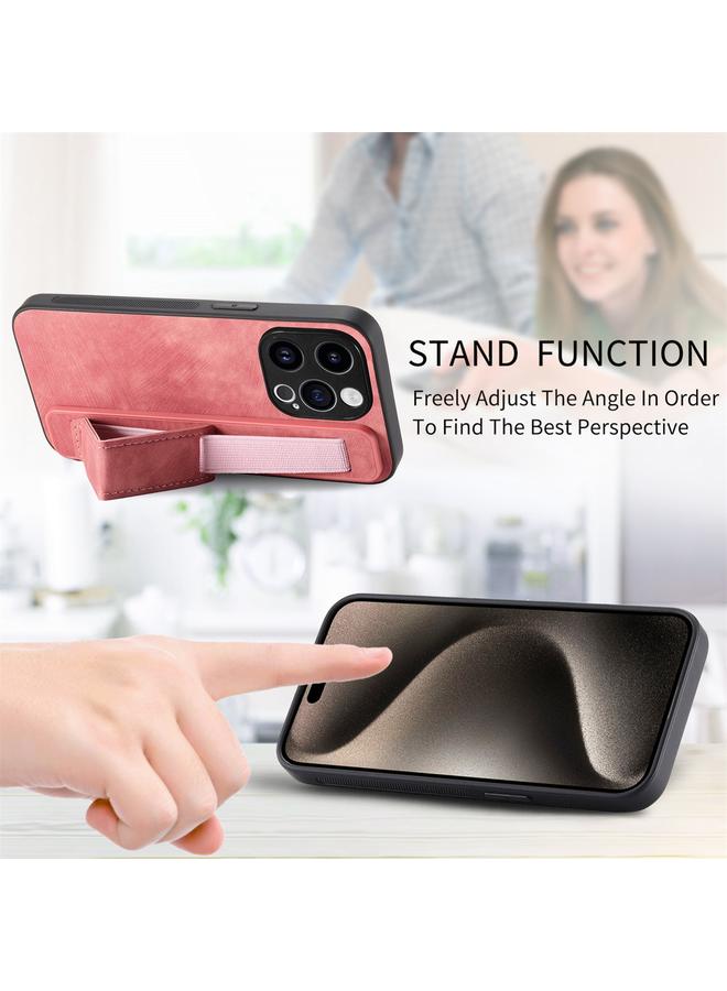 اس-توب جراب خلفي من الجلد لهاتف iPhone 15 مع حامل معصم ريترو - Image 4