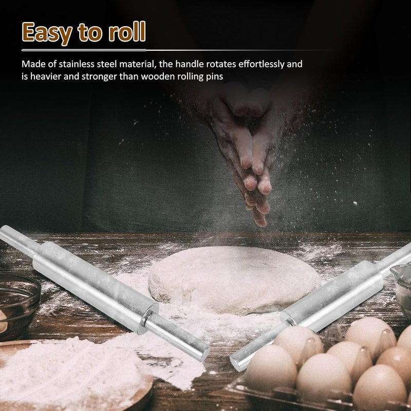 windforgecraft 3 Pcs Stainless Steel Rolling Pin Nonstick Roll Pin Long Dough Roller Non Stick Pizza Dough Roller Ergonomic Baking Rolling Pin for Baking Cookie Fondant Dough Pastry Pizza Pie Crust - Image 3