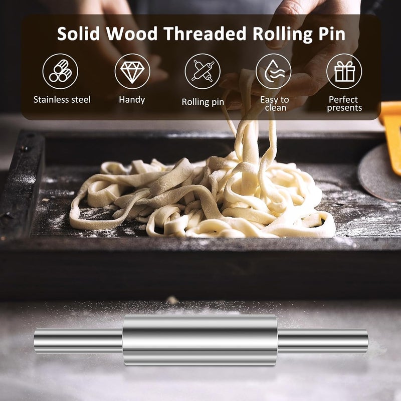 windforgecraft 3 Pcs Stainless Steel Rolling Pin Nonstick Roll Pin Long Dough Roller Non Stick Pizza Dough Roller Ergonomic Baking Rolling Pin for Baking Cookie Fondant Dough Pastry Pizza Pie Crust - Image 2