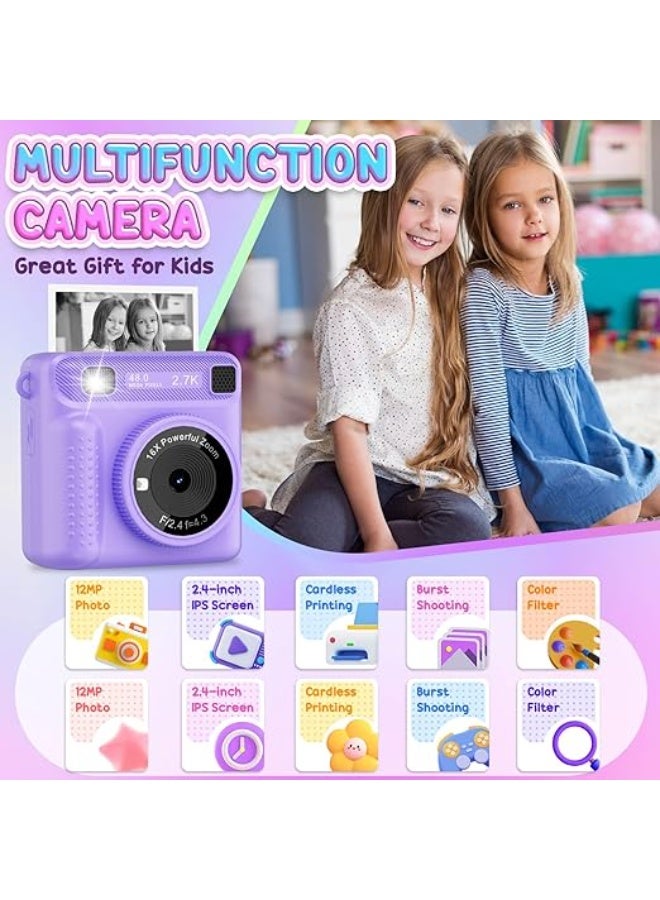 LENND Instant Print Camera for Kids, 1080P HD Selfie Digital Camera with Print Paper & 32G Card, Birthday Gifts for Girls Age 3-12 Years Old - Image 5