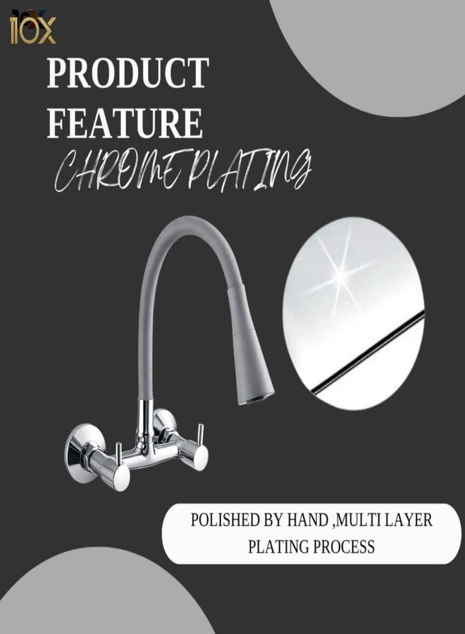10X Sink Mixer Tap for Kitchen 2 in 1 BYL-9876 Flexible Tap with Silicone Flexible Spout | Hot & Cold Water Control | Chrome Plated | Heavy Brass Cartridge | Dual Lever Design - Image 5