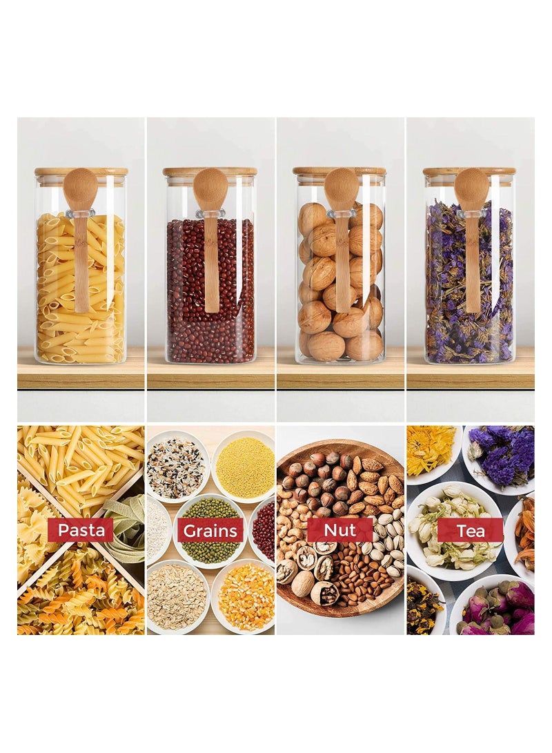 GGEROU Glass Storage Jar with Bamboo Lids and bamboo Spoon,Set of 3 Airtight Food Jars Kitchen Food Storage Containers with Scoop For Serving Tea, Coffee, Flour, Sugar, Candy, Cookie, Spice - Image 3