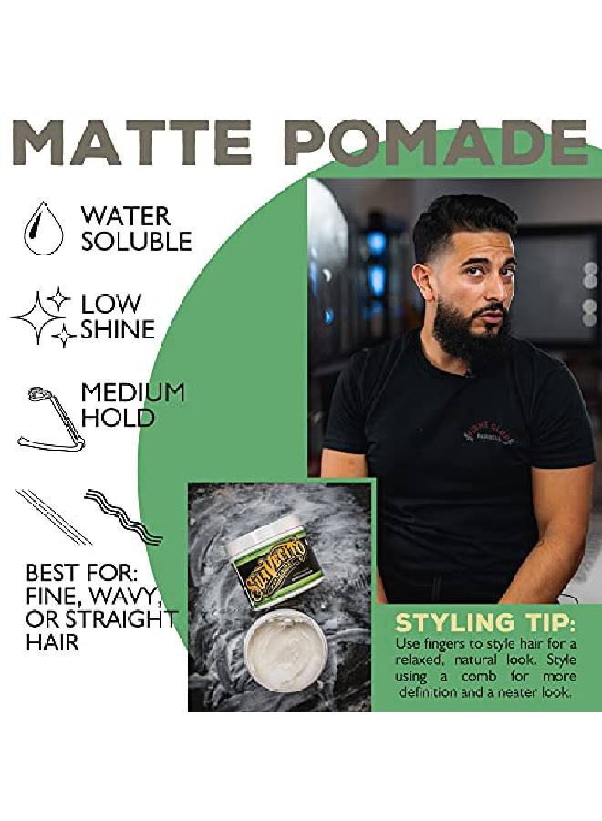 SUAVECITO Pomade Matte (Shinefree) Formula 4 Oz 3 Pack Medium Hold Hair Pomade For Men Low Shine Matte Hair Paste For Natural Texture Hairstyles - Image 5