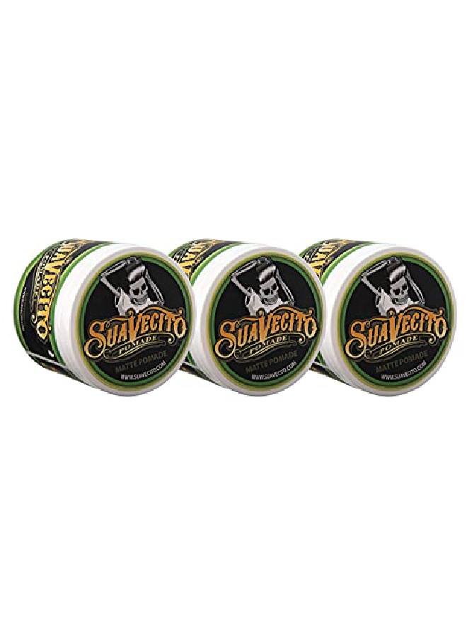 SUAVECITO Pomade Matte (Shinefree) Formula 4 Oz 3 Pack Medium Hold Hair Pomade For Men Low Shine Matte Hair Paste For Natural Texture Hairstyles - Image 2