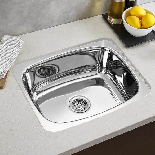 ARQUIN ARQUIN Kitchen Sink 18"x16"x8 Inch 304 Stainless Steel Sink For Kitchen with Glossy Finish Silver | Kitchen Sink Including Coupling, Waste Pipe | Basin Sink - Image 2