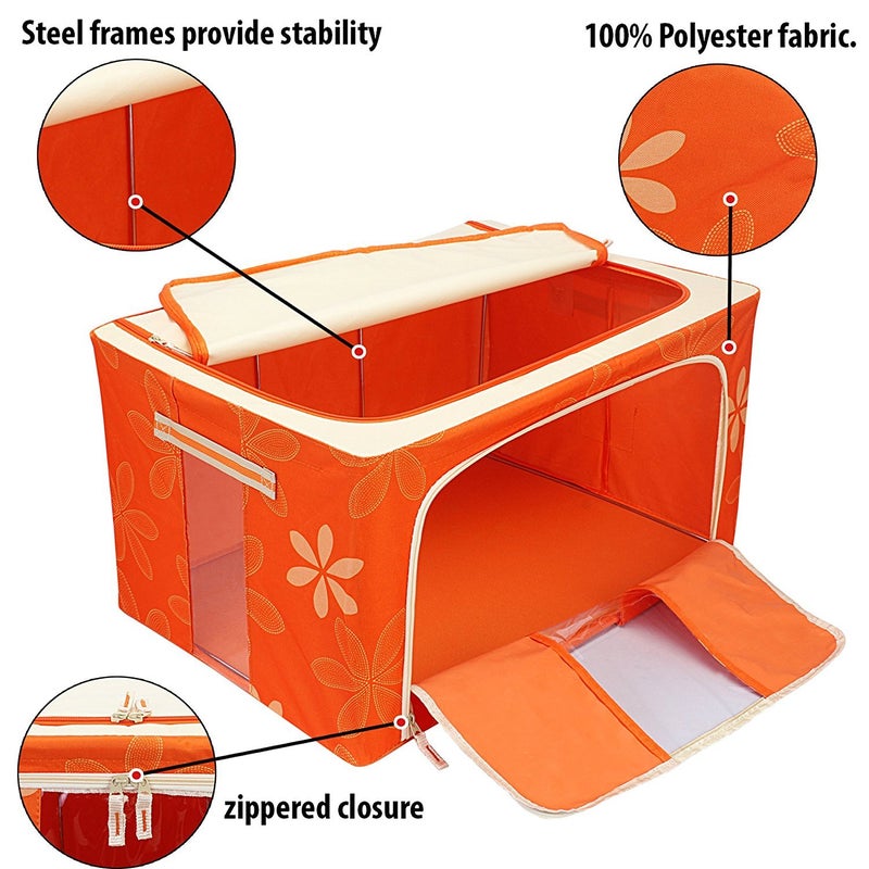 HOMIES INTERNATIONAL Homies Foldable Rectangular Shape Steel Frame Under Bed Closet Organizer Laundry Bag with Lid and Zip for Garments Sarees Woolens etc Capacity 55 Liters - Image 3