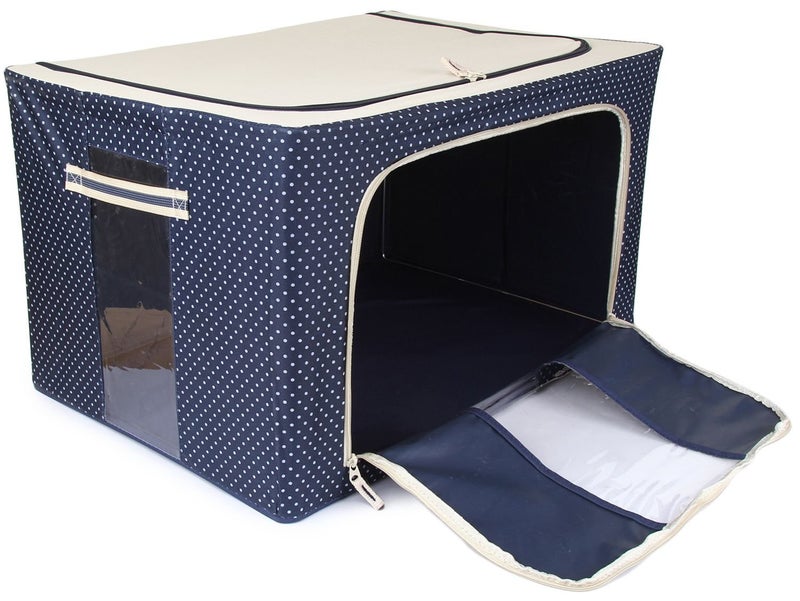 HOMIES INTERNATIONAL Homies Foldable Rectangular Shape Steel Frame Under Bed Closet Organizer Laundry Bag with Lid and Zip for Garments Sarees Woolens etc Capacity 55 Liters - Image 4