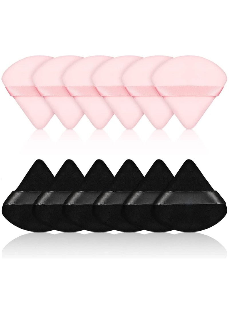 ORiTi منتفخة من القطن الخالص مصنوعة من القطيفة القطنية لتحديد منطقة تحت العينين والزوايا مع حزام 6 قطع باللون الأسود و6 قطع باللون الوردي - Image 1