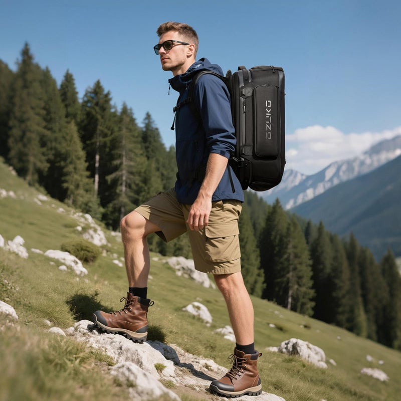 OZUKO Waterproof Travel Duffel Backpack for Gym Weekender and Travel Use with 2 in 1 Design 52L Large Capacity, Brown, 9904 - Image 3