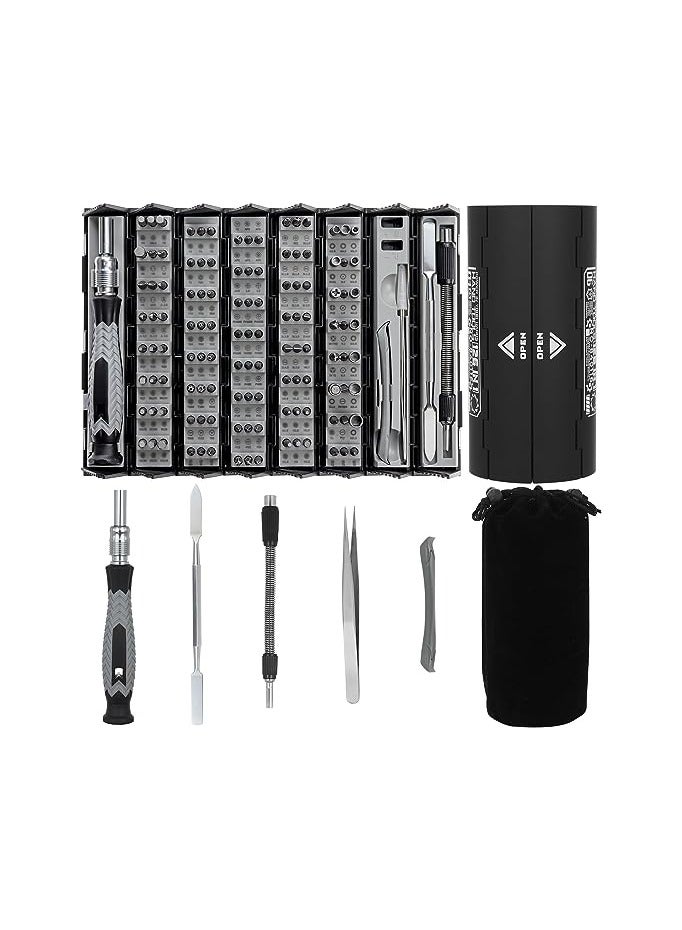 Screwdriver Set, Mini Magnetic Screwdriver Set, 126 in 1 Portable Cylinder Screwdriver DIY Repair Tool Kit, Suitable for Mobile Phones Repair and Disassembly, Furniture, Car, Computer(Black) - Image 1