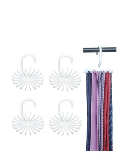 KASTWAVE Multifunctional Tie Rack, 20-Claw Hanger, 4.4 Inches Large Size Twirl Plastic Ties Hanger for Women Men Home Bedroom Supplies Rotating Belt Scarf Hanger Holder Hook for Closet Storage (8 Pack White)…  - Image 1